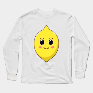 Cute Kawaii Lemon, Cartoon Citrus Fruit Long Sleeve T-Shirt